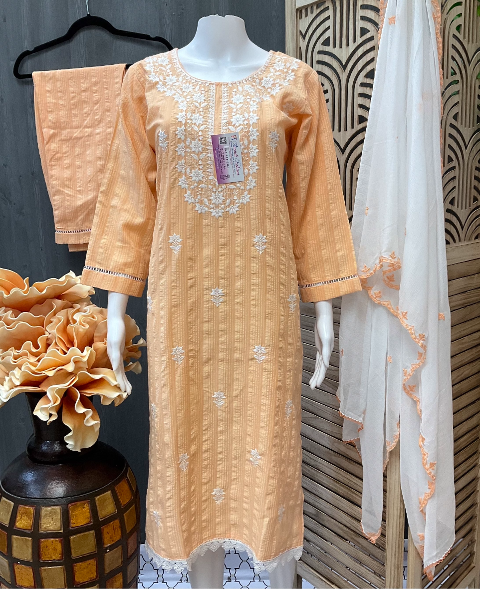 Elegant Pastel Color Chikankari Kurti Set image 2